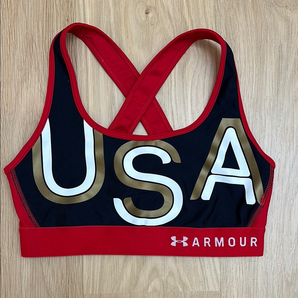 Under Armour USA Sports Bra - Red and Gold